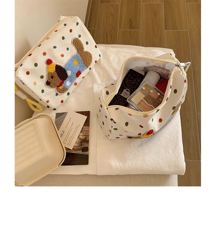 Fanyejia Cosmetic Bag, Instagram-Style Large Capacity Portable Inner Liner Bag, Makeup Storage Pouch, Jacquard Fabric ID Holder, Layered Storage 7