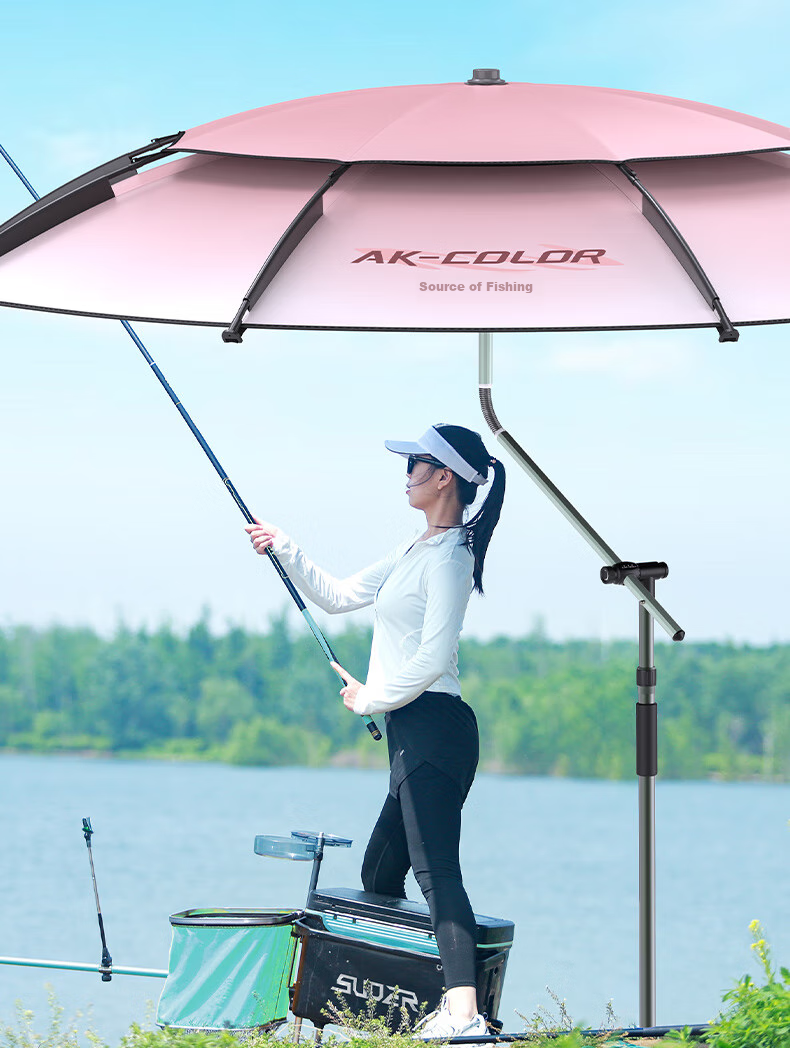 Yuzhiyuan AK-COLOR Umbrella Frame, Pink 12-Sided, 2.4 Meters Long, Pink 12-Sided Anti-Spin Fishing Umbrella 14