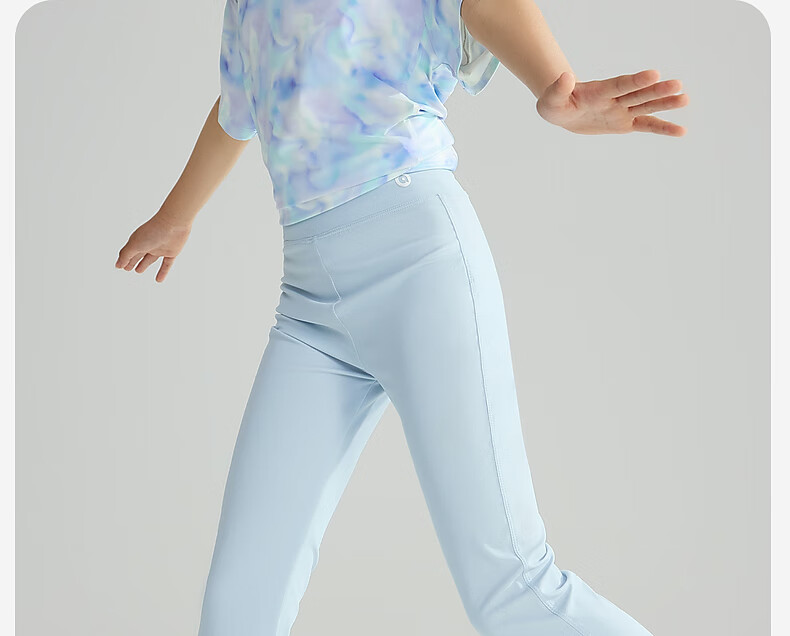 ASK JUNIOR Kids Pants Girls Spring Summer Sun Protection Quick-Dry High Elastic Yoga Flared Leggings Sky Blue 170 26
