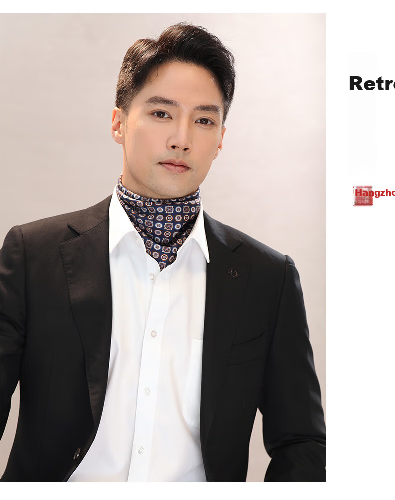 Hangsilu Silk Scarf for Men, Business Casual Necktie, Birthday Gift for Retired Boyfriend Or Father, High-End Practical Present 3