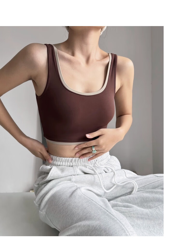Ziyouxi Women's Summer Thin Vest with Built-in Chest Pad High-end Yoga Bra Running Fitness Training Top 17