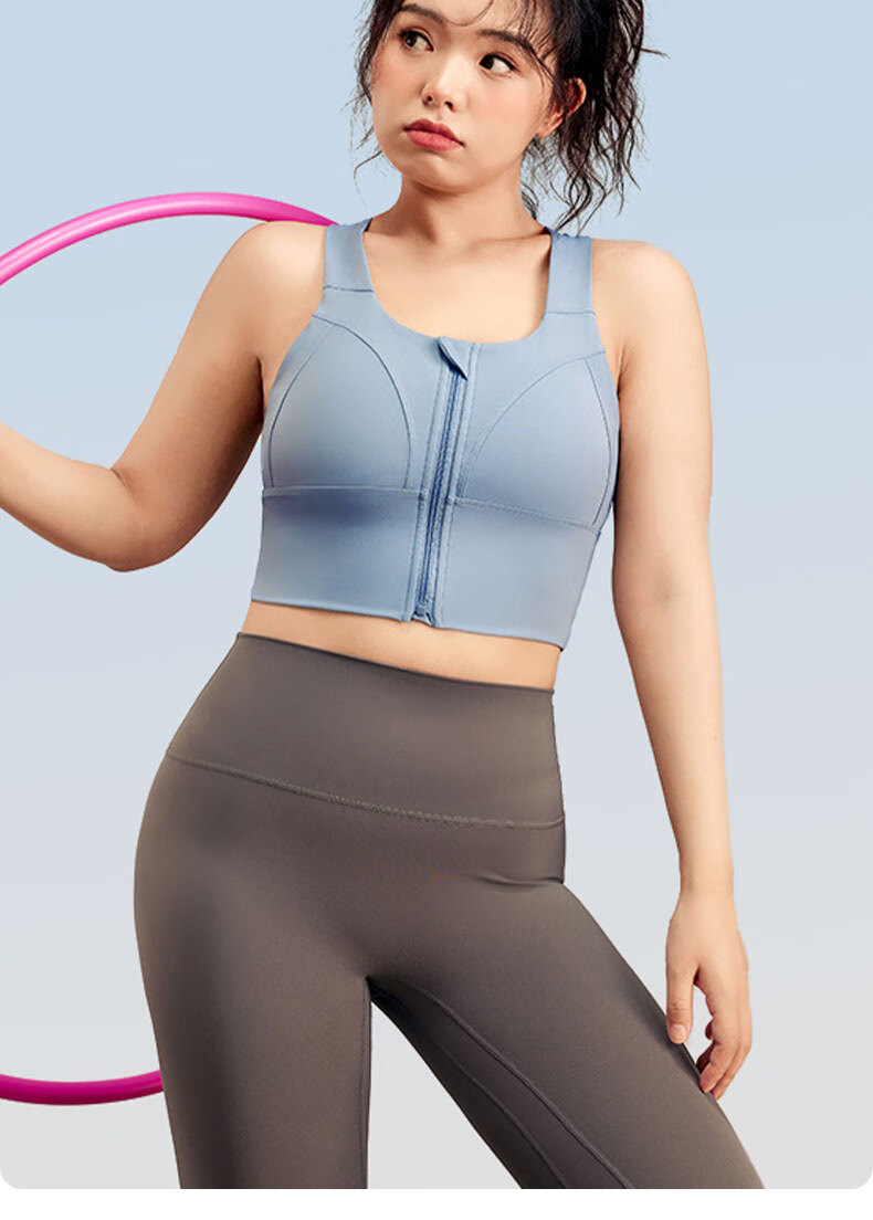 XUEXIMAN Plus Size High Impact Sports Bra for Women, Anti-Shock Running Fitness Front Zipper Yoga Tank Top 16