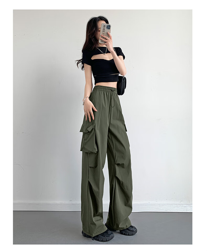 Langsha Women's Work Pants 2026 New American Style High Waist Wide Leg Quick-Dry Lightweight Outdoor Hiking Cargo Pants 22