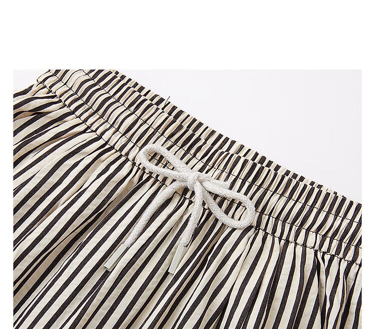 Demana Cloud Cotton Vintage Korean Style Striped Wide-Leg Drawstring Elastic Waist Slimming Women's Casual Pants for Spring and Autumn 14