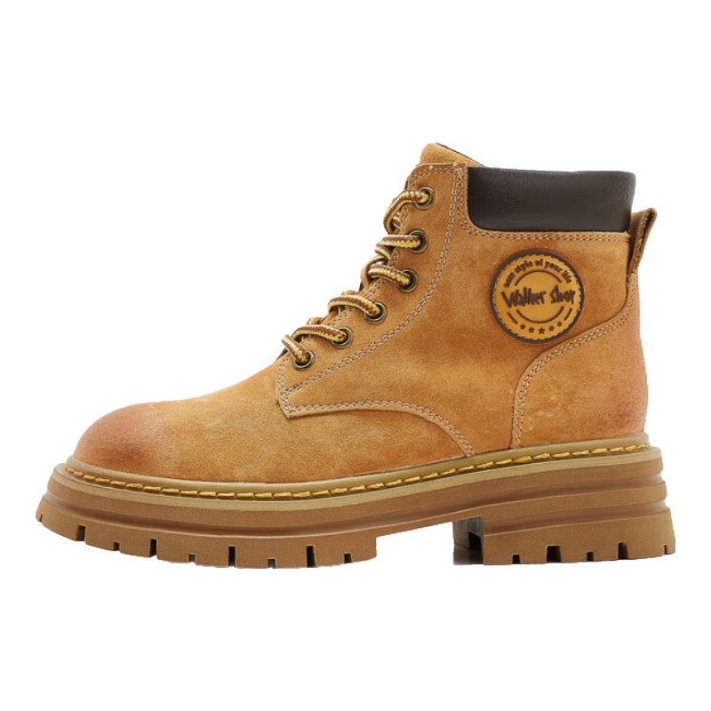 Walker Shop Aokasuo Martin Boots, Women's Yellow Work Boots, Outdoor Sports Hiking Shoes for Women, M145263, Khaki Yellow
