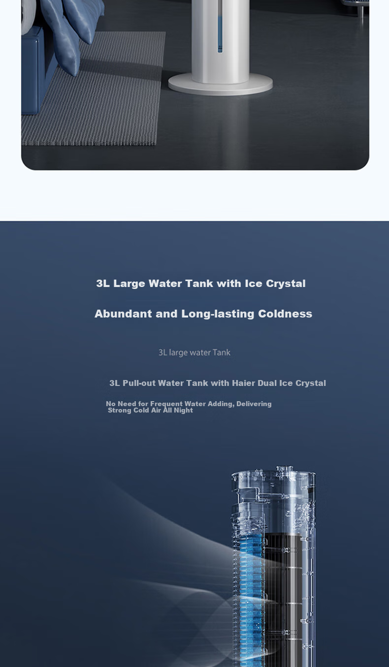 Haier Air Cooler, Home Cooling Fan, Quiet Electric Fan, Cold Air Machine, Water-Cooled Tower Fan, Humidifying Air Conditioner, Self-Operated Bladeless Fan, Powerful Cooling Mini Air Conditioner HFZ-J8625A 9