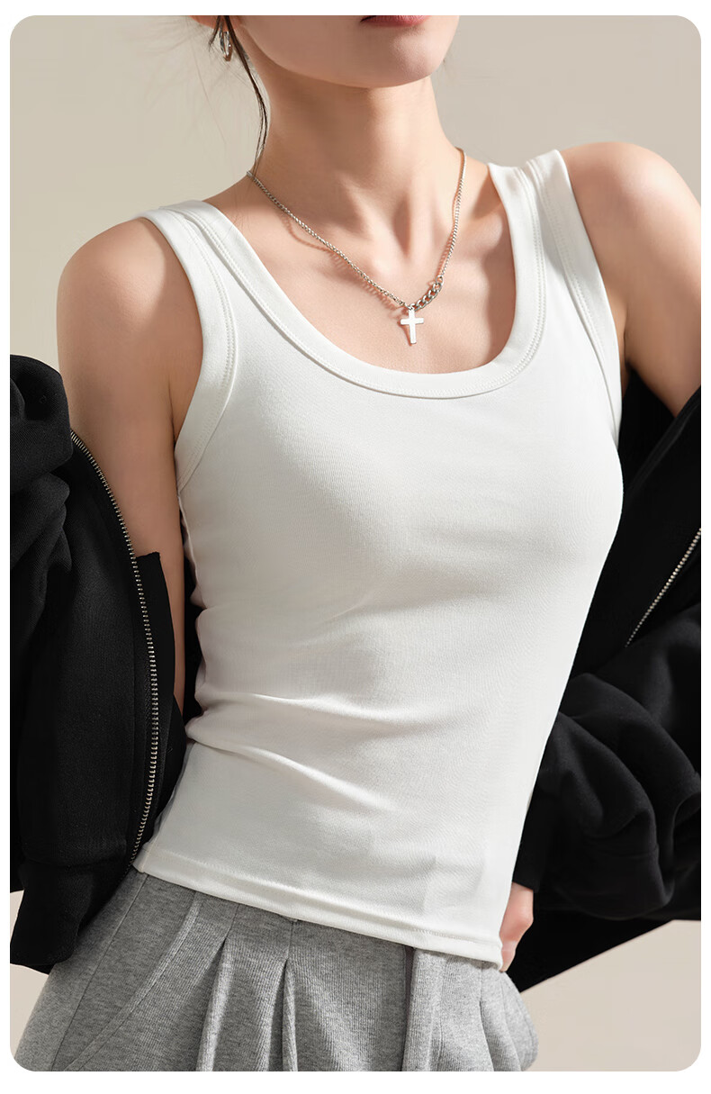 MiiOW Summer Lightweight Cotton Vest for Women 2025 New Slim Fit Outerwear Breast Coverage Backless Camisole Base Top 11