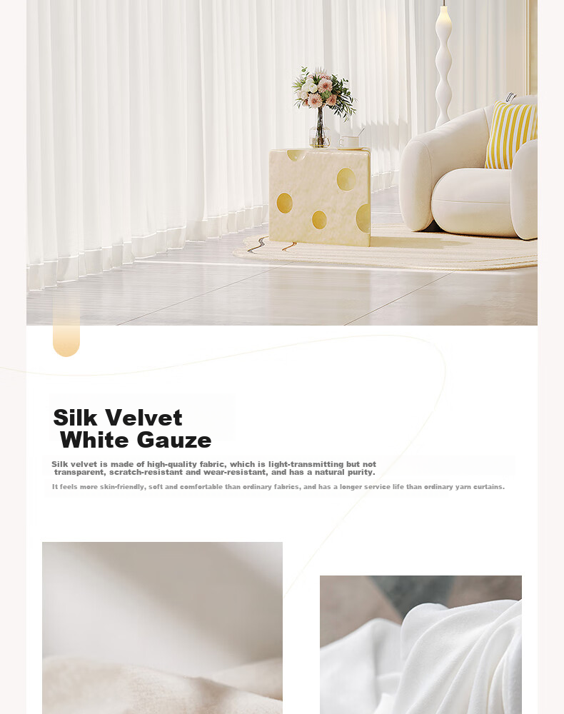Ali Sheer Curtain for Balcony, Living Room Bay Window, Bedroom, Nordic Style, White Gauze, Width 3*2.6m, Hook Style, Single Panel 2