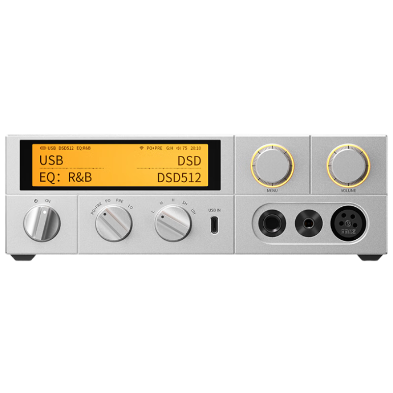 FiiO K17 Desktop Decoding Headphone Amplifier, DSD Decoding All-In Headphone Amplifier, HiFi Decoder, Silver Decoder
