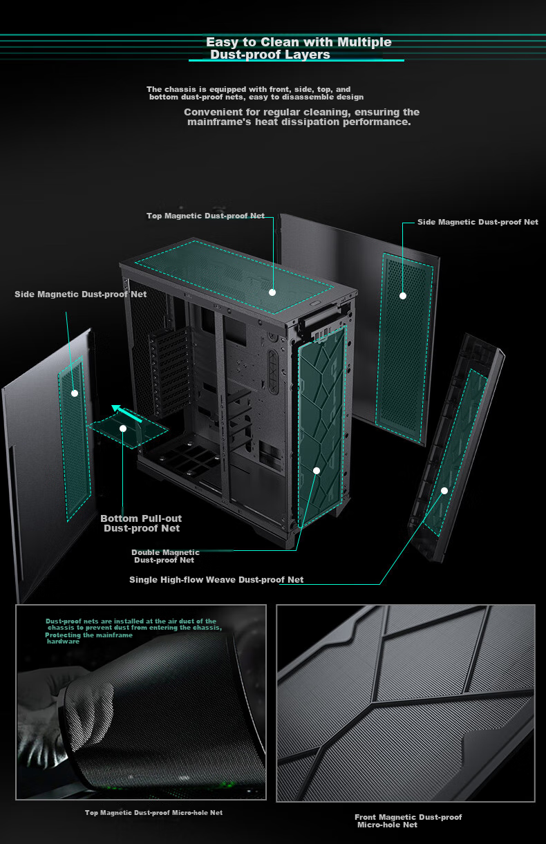 PHANTEKS ENTHOO PRO II Non-Side-Through PK620 Full Tower NAS Enterprise Server AI Workstation Case (SSI-EEB/11xPCI/deep Learning/5090) 13