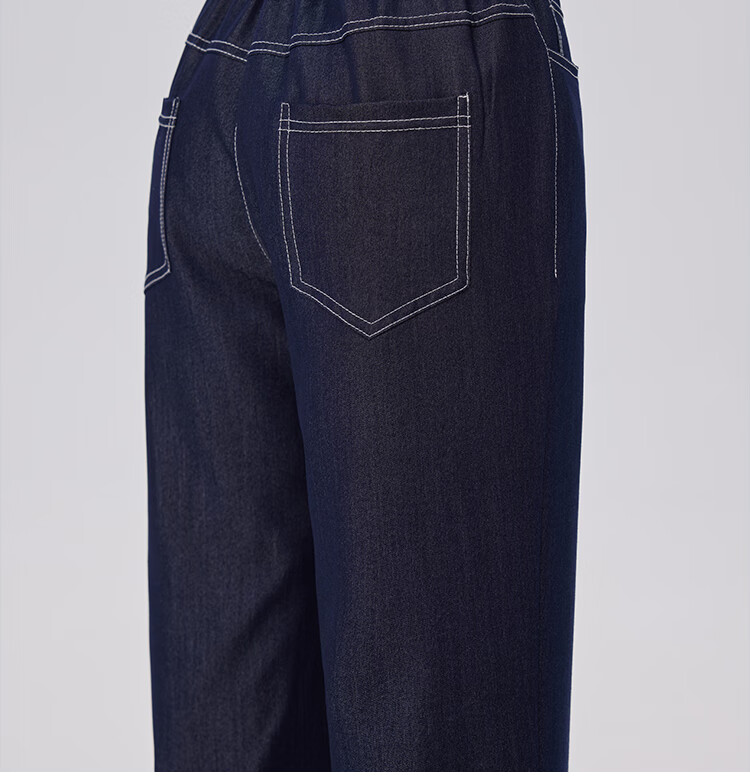 BOPRUIEY Women's Faux Denim Flared Pants Spring Summer Thin High Waist Slimming Draped Denim Blue Flared Trousers 15