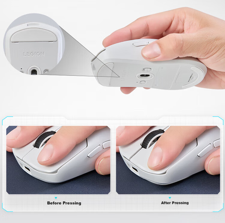 Lenovo Savior M6X Pro 8K Wireless Mouse for Gaming And Office, Wired/Bluetooth/2.4G Tri-Mode Connection, Lightweight Ergonomic Design, Ice White 10