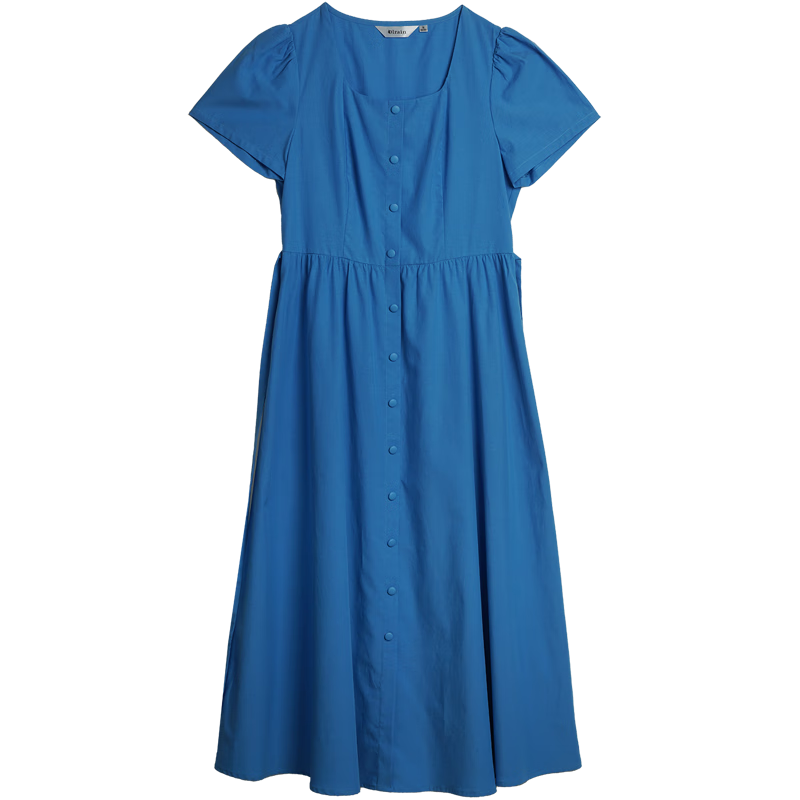 Olrain Eurielle Summer Women's Commuter Lyocell Dress Square Neck Waist Cinch Vacation Maxi Dress Klein Blue S
