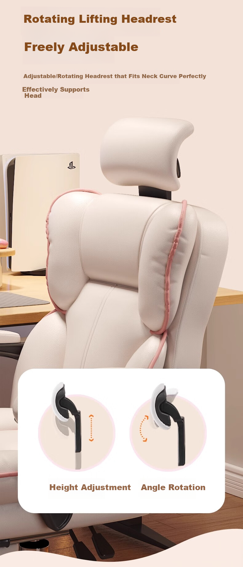 Quanpinwu Computer Chair, Office Chair, Gaming Chair, Home Ergonomic Chair, Executive Chair, Streamer Chair with Backrest, Leather Swivel Chair 6