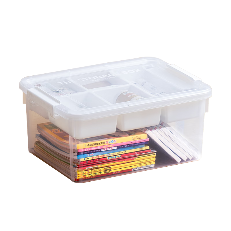 Xitianlong LEGO Storage Box, Children's Building Blocks And Magnetic Tiles Organizer, Large Capacity Toy Compartment Box, 16 Liters, Transparent Gray