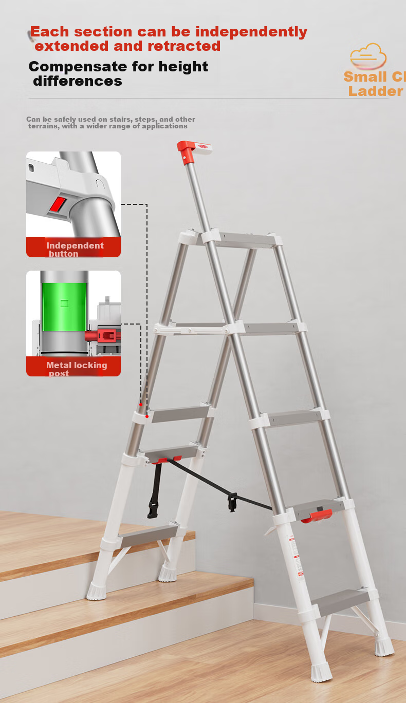 DU PONT [Naianxiaoyun Ladder] Folding A-Frame Ladder for Home Use, Indoor Telescopic Ladder, Multi-Functional Climbing Ladder, 5 Steps 23
