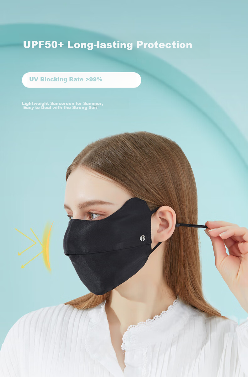 ELLE [100% Silk] Sun Protection Face Mask for Women, Eye Corner Protection, UV-Resistant Mulberry Silk Face Mask, Mid-Autumn Festival Gift 6