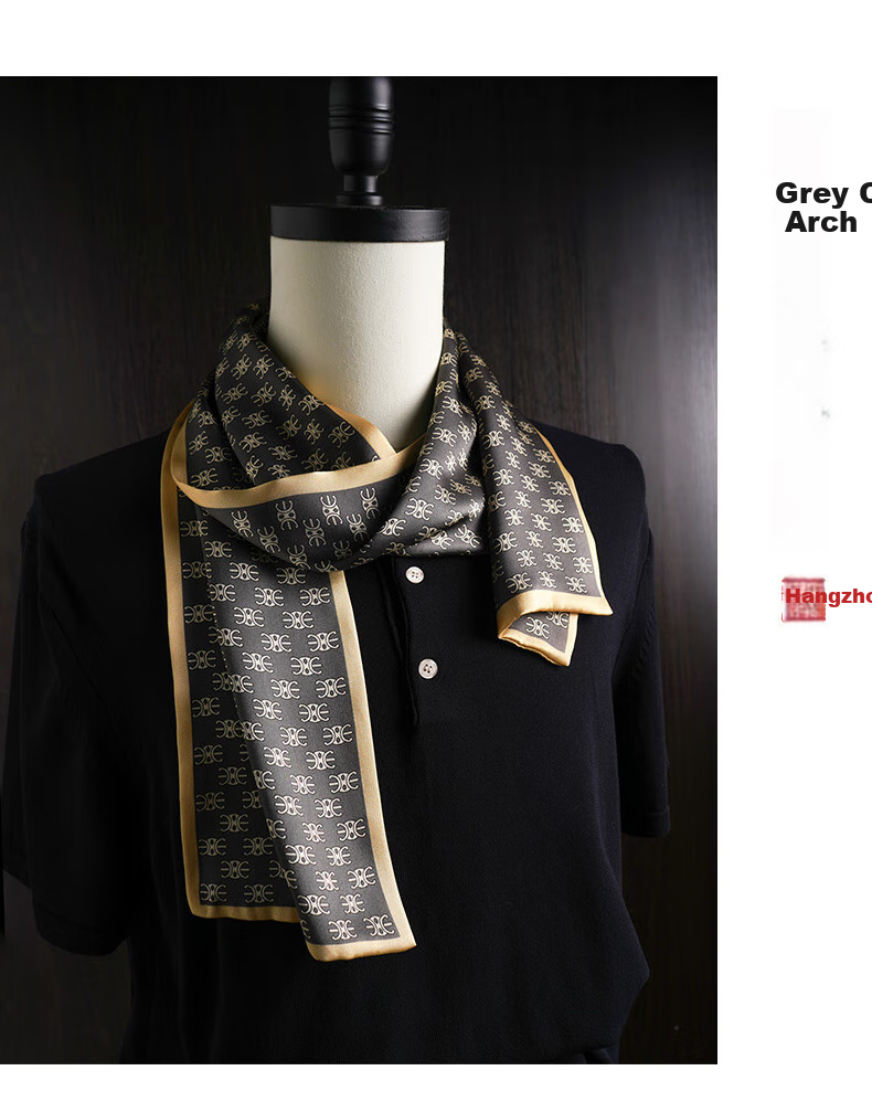 Hangsifu Silk Scarf for Men, Inner Wear, Business Suit Necktie, Birthday And Holiday Gift for Dad Or Husband, Sea Blue 11