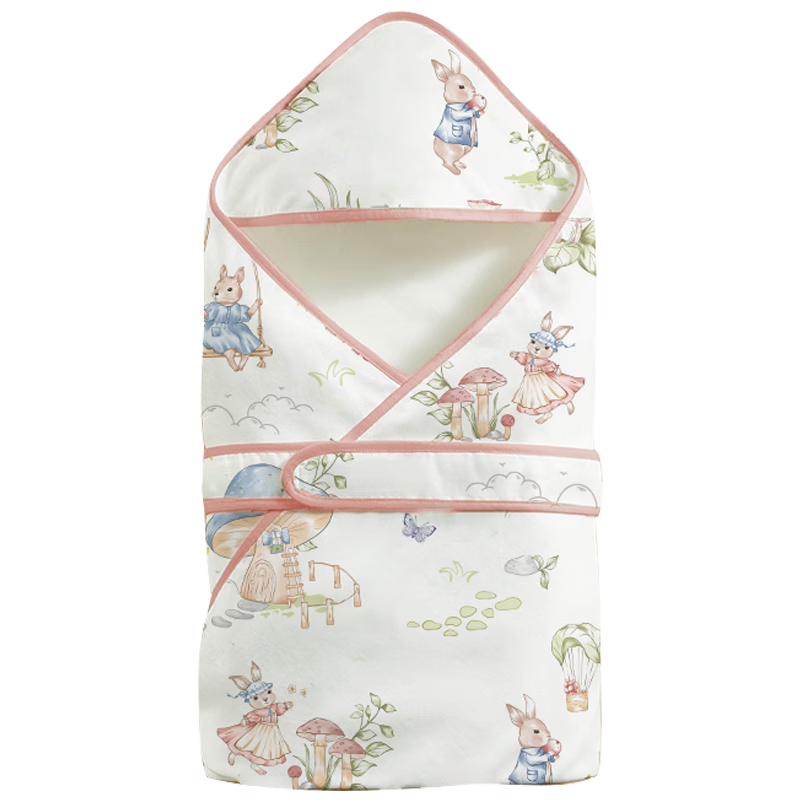 Aibaoshi Baby Swaddle Blanket Spring And Summer Pure Cotton Newborn Swaddling Cloth, Baby Anti-Startle Maternity Ward Wrap, Single Rabbit Cute Baby S738