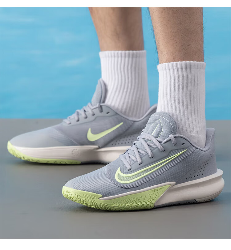 NIKE Men's Basketball Shoes PRECISION VII Sneakers HJ9153-002 Wolf Gray/light Green, Size 43 2