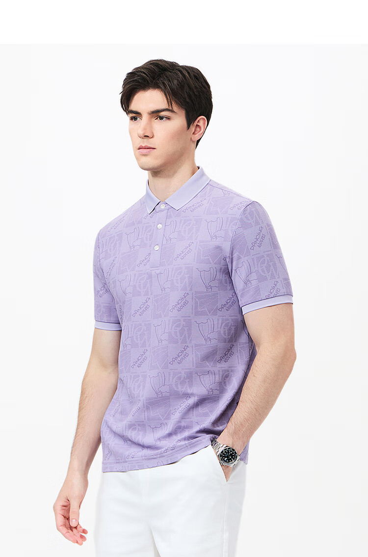 DANCING WOLVES [7A Antibacterial] Summer Cool-Feeling All-Over Hot Air Balloon Casual Men's Short-Sleeve POLO 001 Black XL(180) 7