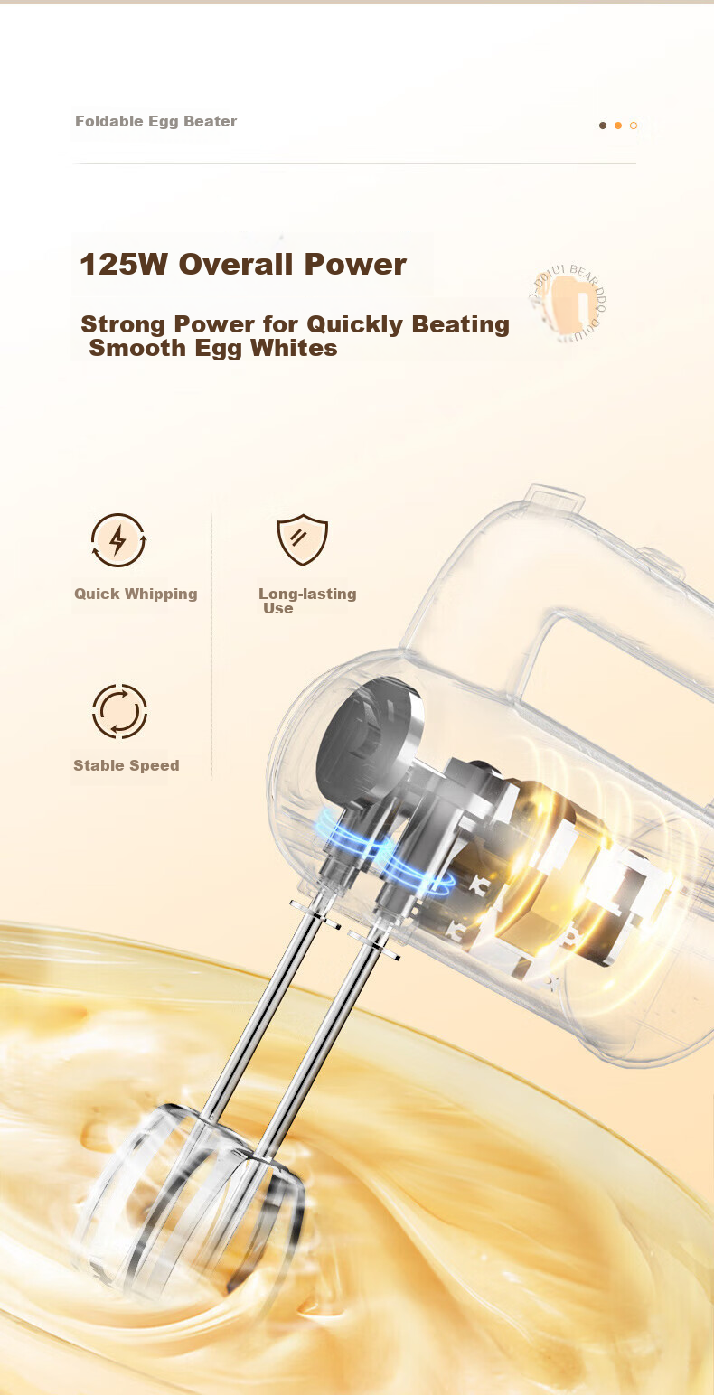 Bear Egg Beater Food Processor Whisk Electric Hand Mixer Home Blender with Stand Baking DDQ-D01U1 7