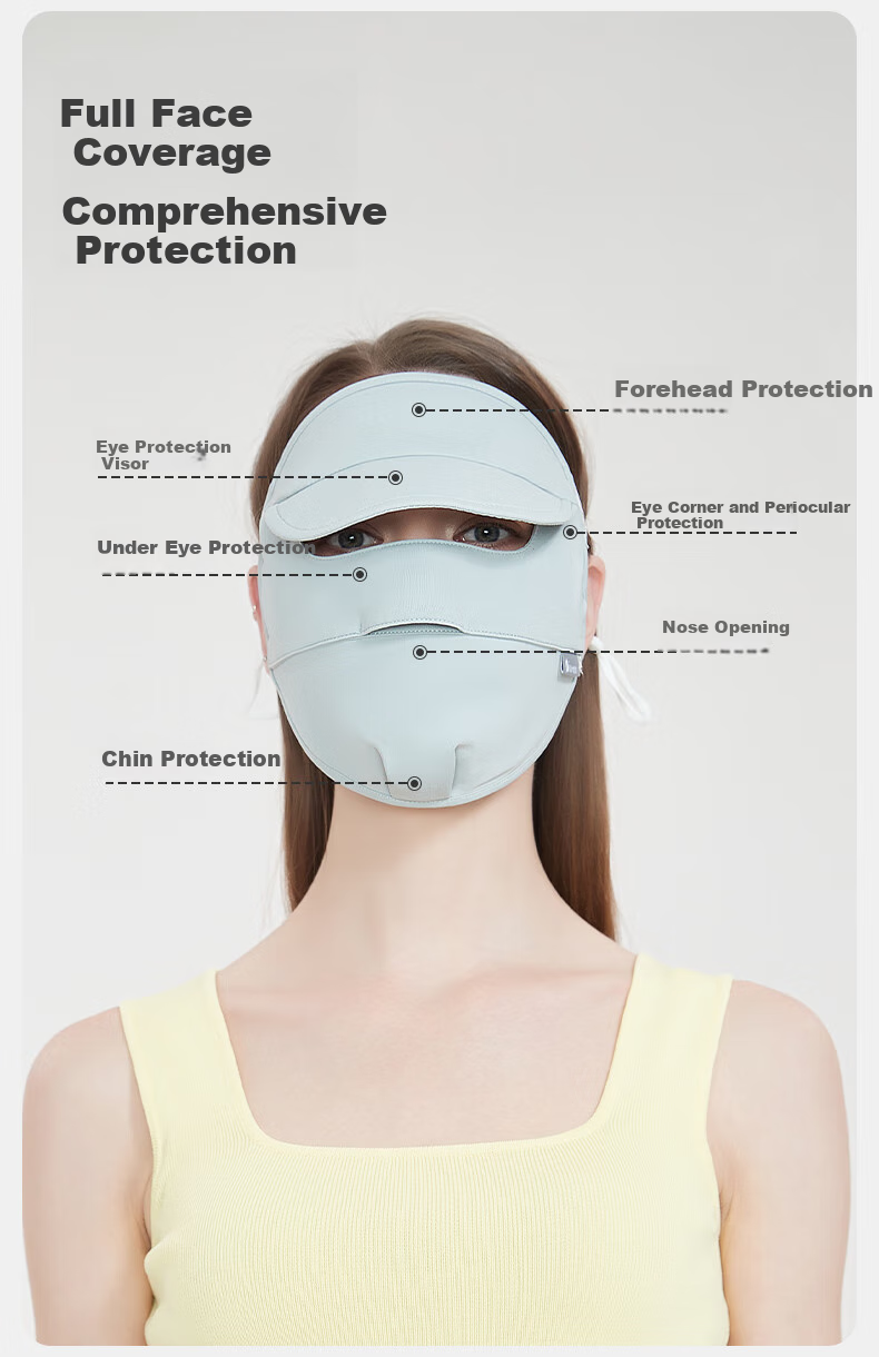 UV100 Sun Protection Face Mask, Spring And Summer Unisex UV-Resistant Sports Cycling Breathable Full Face Mask, 23501 Minimalist Gray 12