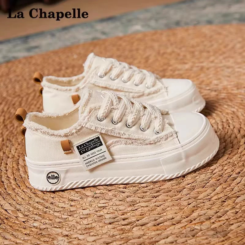 La Chapelle Women's Sneakers, New Versatile Thick-Soled Casual Shoes, Low-Top Soft-Bottomed Sports Shoes for Women-002 Beige 37