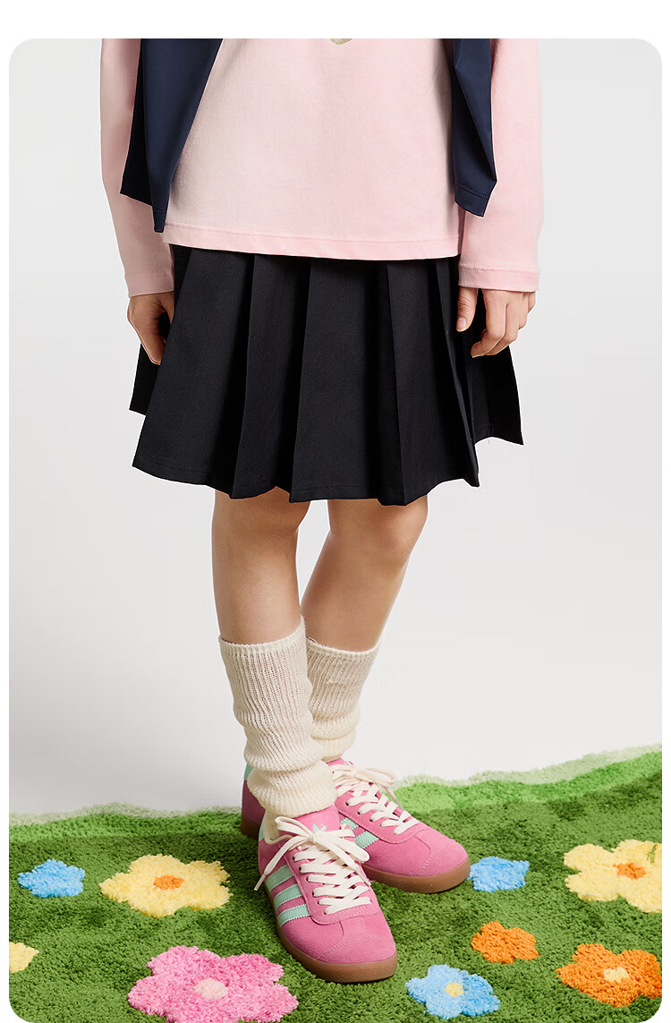 Annil Girls' Skirt, 2025 Summer New Fashion Sporty Style Elastic Black Pleated Short Skirt 6
