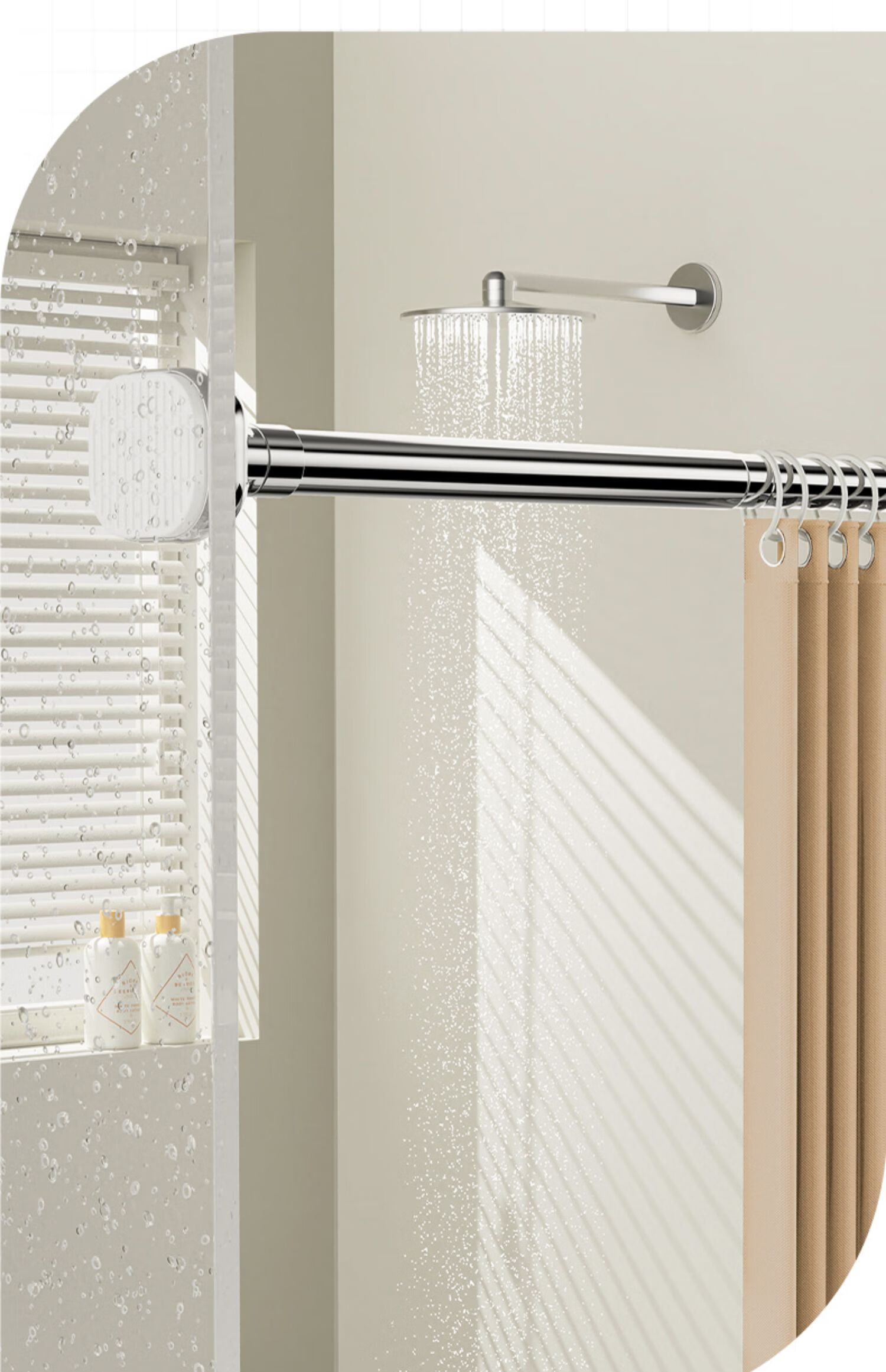 FK Retractable Clothes Drying Rod, No Drilling Required, Bathroom Drying Rack, Stainless Steel Bathroom Support Rod, Square 0.9~1.6 Meters 7