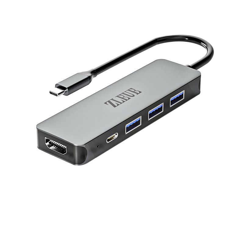 ZLEUE Type-C Expansion Dock, USB Hub, USB Adapter, HDMI Converter Expansion Dock, 4K HD Screen Mirroring Expansion, PD Fast Charging Compatible with Phones, Tablets And Computers, E109A