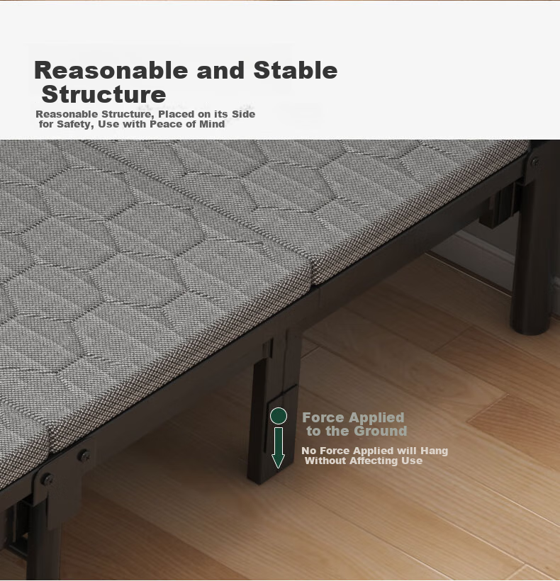 Chibailun Folding Bed, Single Bed for Adults, Office Nap Bed, Home Simple Bed, Accompanying Care Bed, Simple Hard Board Bed, Iron Bed 8