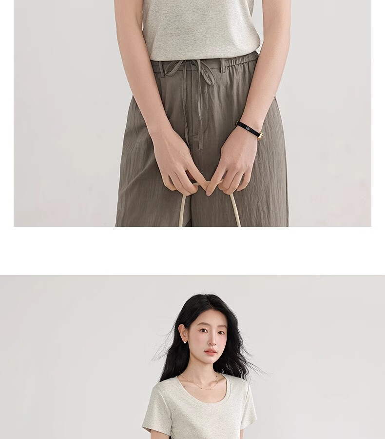 Woodpecker Solid Color Short Sleeve Women's T-Shirt 2025 Summer New Round Neck Regular Shoulder Fashion Casual Versatile Top Black M 26