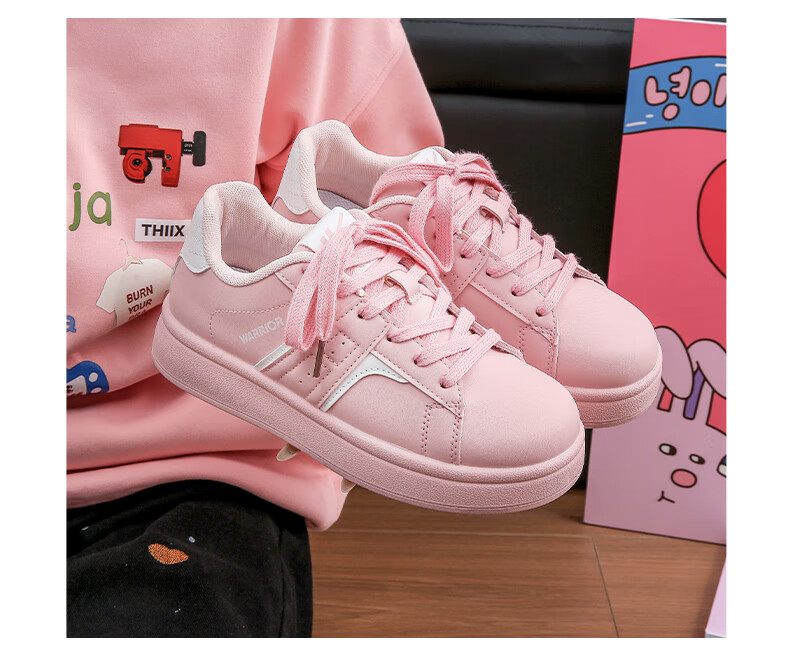 Warrior Women's White Sneakers 2026 Spring New Leather Thick Sole Platform Canvas Casual Sports Shoes 13