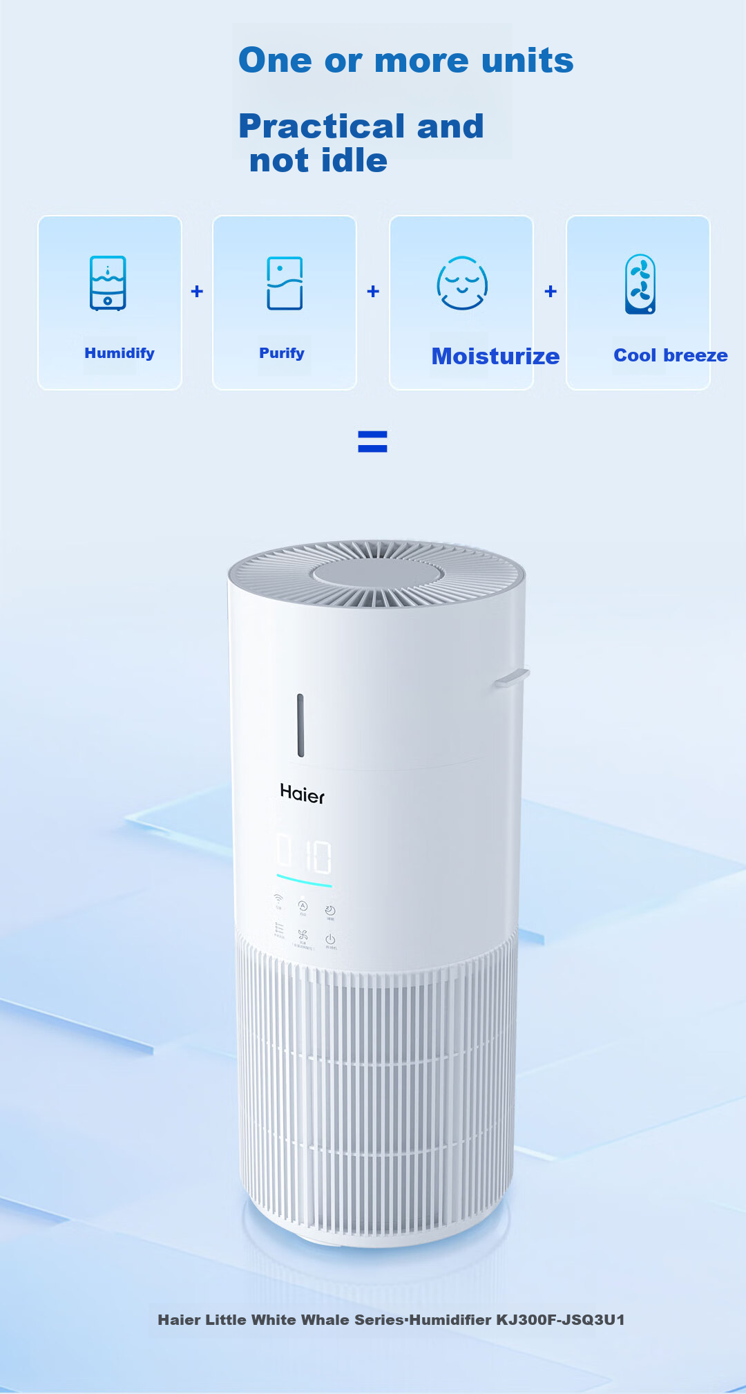 Haier Air Purifier, Home All-In Purifier And Humidifier, New House Formaldehyde Removal, Bacteria Elimination, Secondhand Smoke Odor Elimination, Allergen Removal, Pet Dander Elimination, Suitable for Bedroom And Mother And Baby Use, Baijing JS3 4
