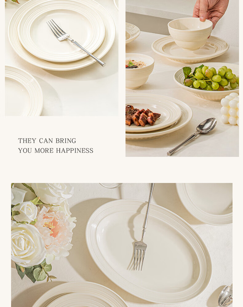 Mornenjoy Ceramic Dinnerware Set with Underglaze Color, High-End Feel Bowls And Plates, Complete Tableware Set for Home Use, Housewarming Or Wedding Gift 3