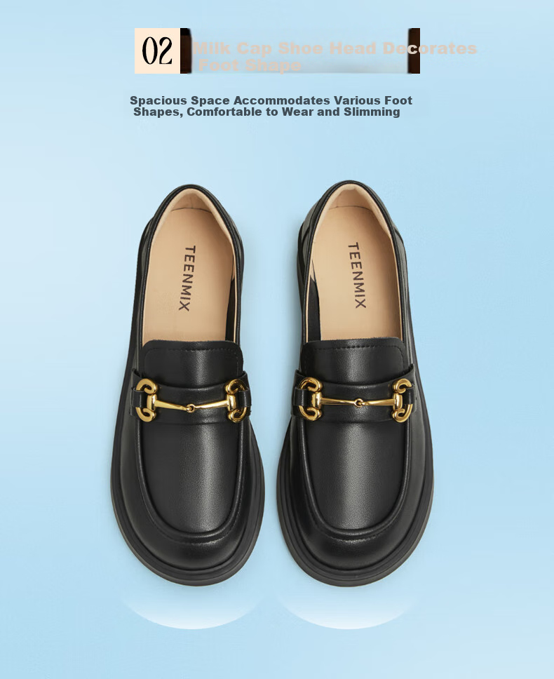 Tianmeiyi Platform Loafers Women's Single Shoes Mall Same Style Commuter Leather Shoes 9