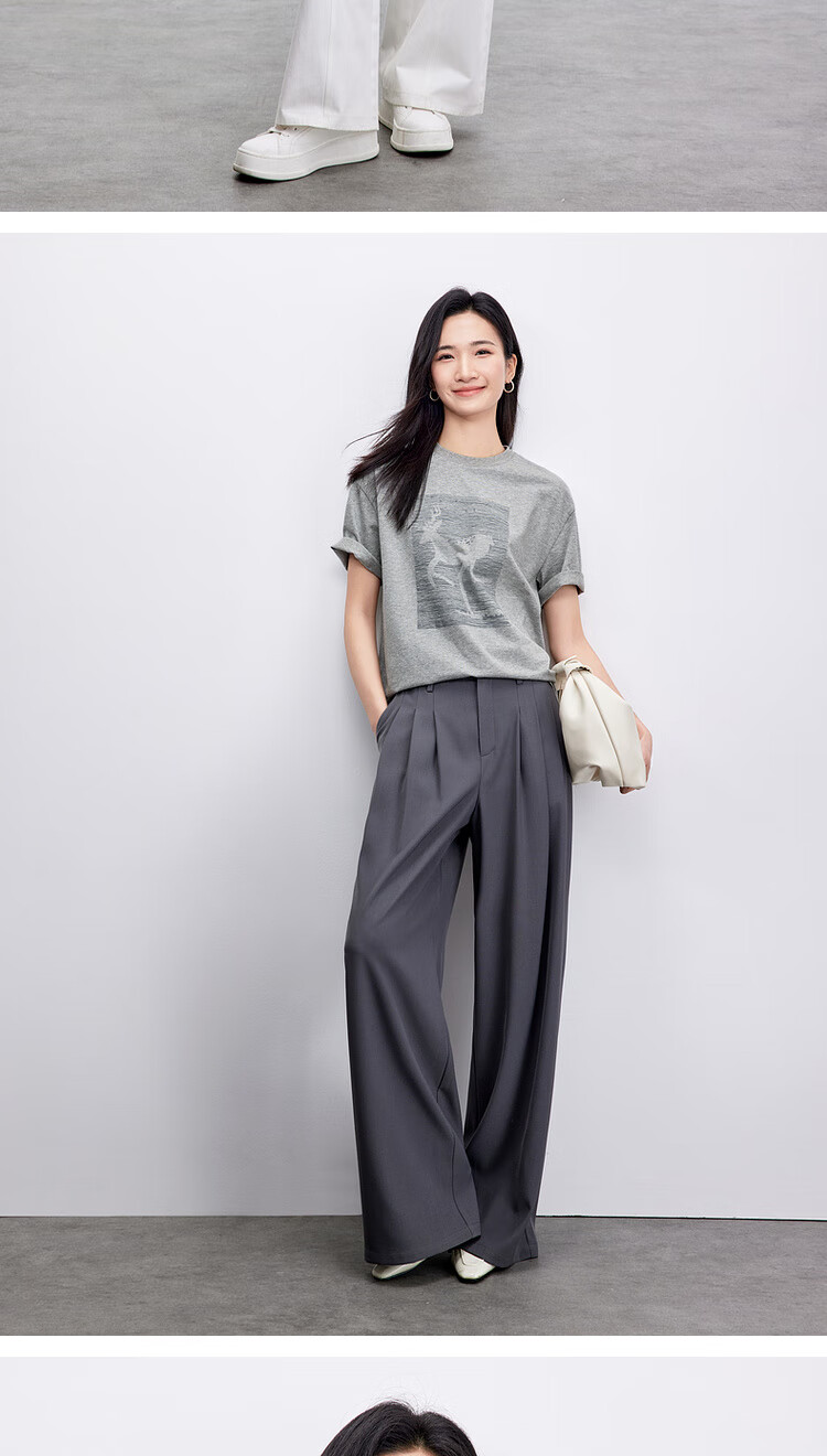 Shangdu Bila Cotton Casual Versatile Youthful T-Shirt Women Summer New High-End 3D Embossed Print Drop Shoulder Short Sleeve Top 21