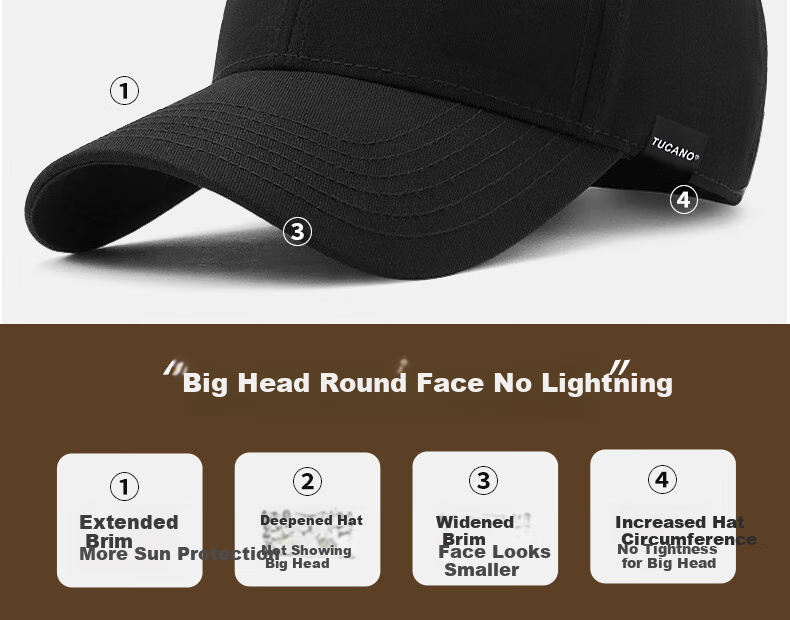 TUCANO Baseball Cap for Men And Women with Large Brim, Sun Protection Hat for Outdoor Sports And Fishing, Face-Slimming Sun Hat 4