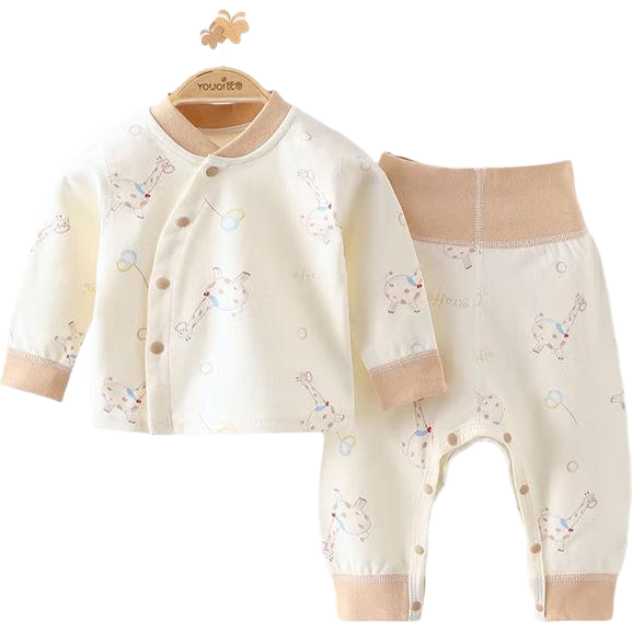 Youqi Newborn Baby Two-Piece Set, Pure Cotton Infant Autumn Underwear, Newborn Two-Piece Outfit, Full Moon Clothing, Baby Pajamas