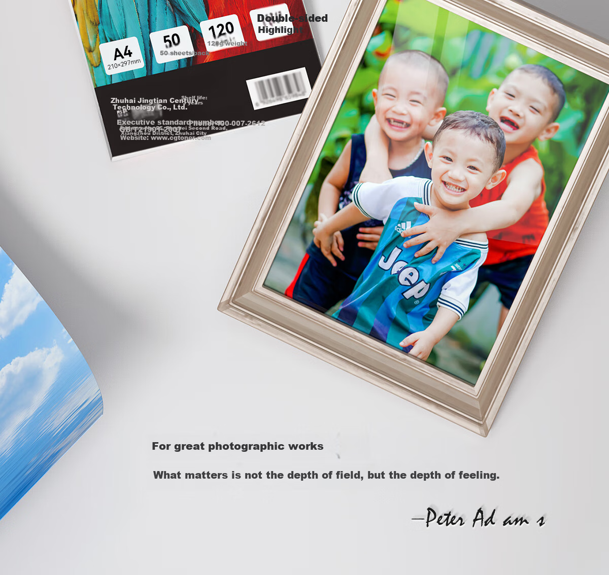 INKCLOUD Double-Sided High-Gloss Coated Paper A4 Photo Paper Glossy Printing Paper for Photos/Notes/Zine Printing 50 Sheets/Pack 120g Quick-Drying 2