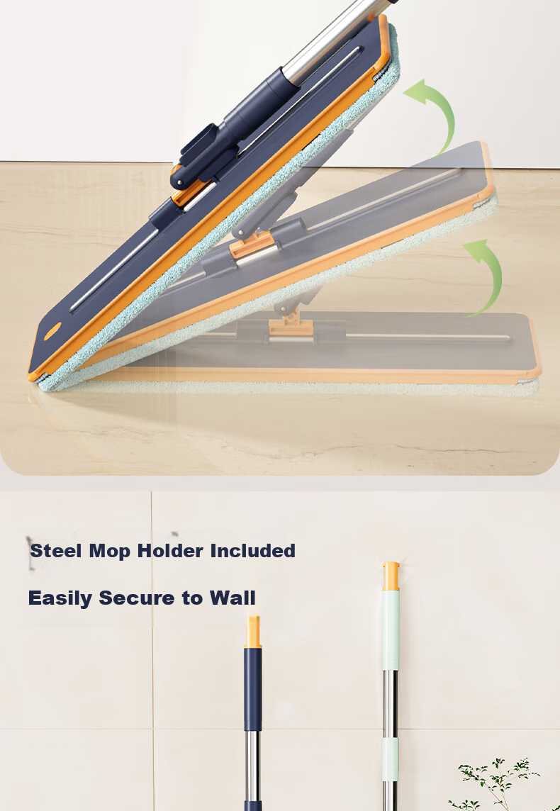 HoMettler Clean And Dirty Separation Flat Mop, 36cm with 4 Mop Pads, 135cm Long Handle, Household All-In No Hand Washing Required, Squeegee Bucket, Double Handle 12