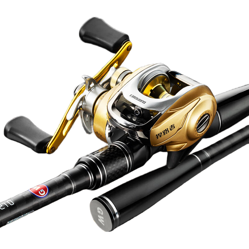 GW 2.28m White Shark Right-Handed Baitcasting Reel Lure Rod Set XH Extra Hard Power Black Bass Fishing Rod