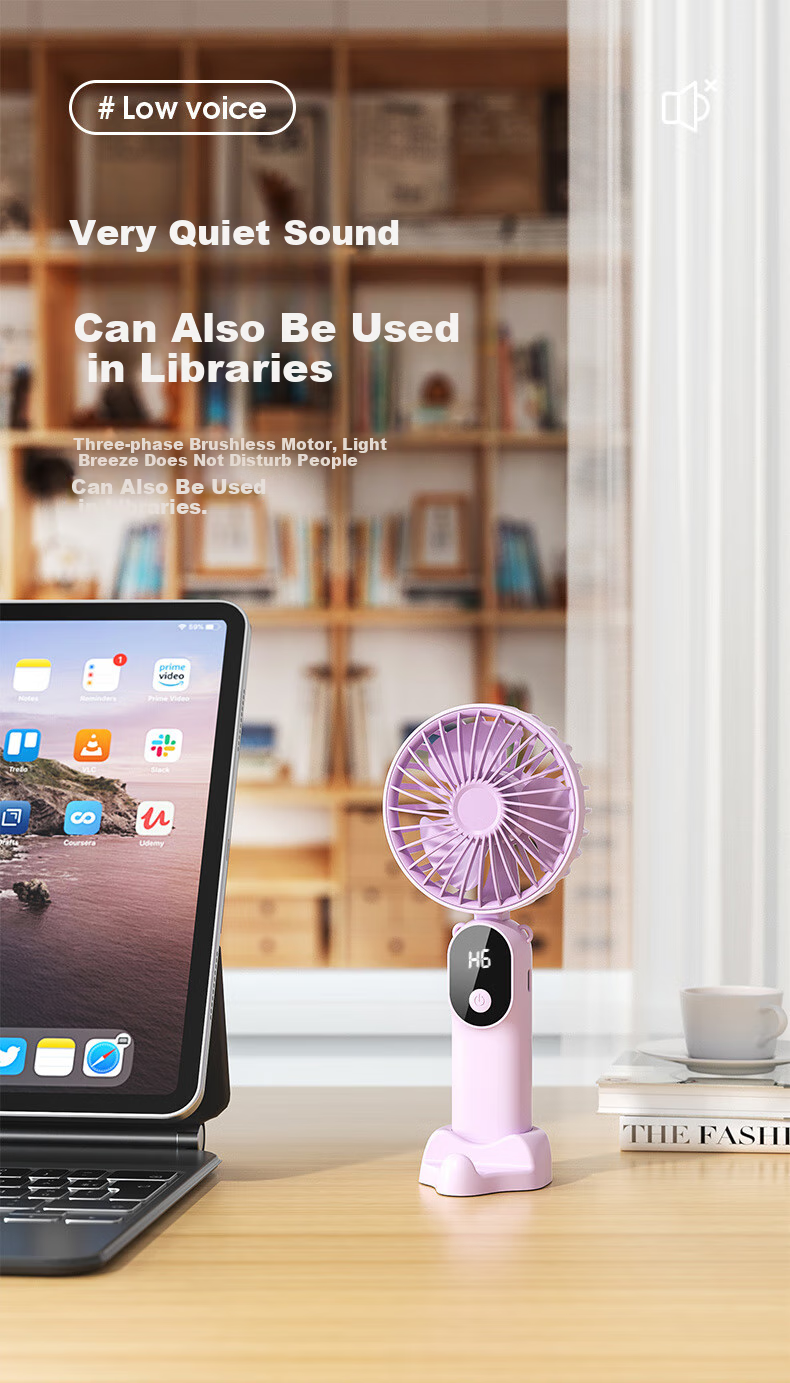 KOVOL Handheld Mini Fan, Foldable Portable Stand, USB Fan, Desktop High-Power Neck-Hanging Fan for Outdoor, Student Dormitory, Office, Rechargeable Personal Small Electric Fan with Ultra-Long Battery Life 12