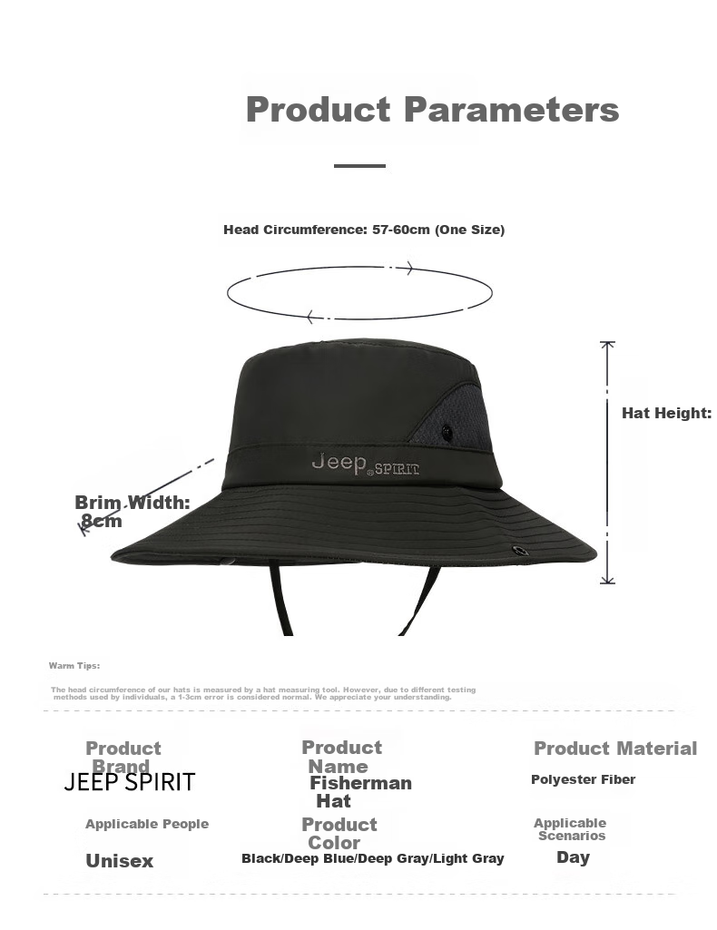 JEEP Hat, Unisex Sun Hat for All Seasons, Fisherman Hat, Outdoor Sports Sun Protection Hat, A0352 Deep Blue 5