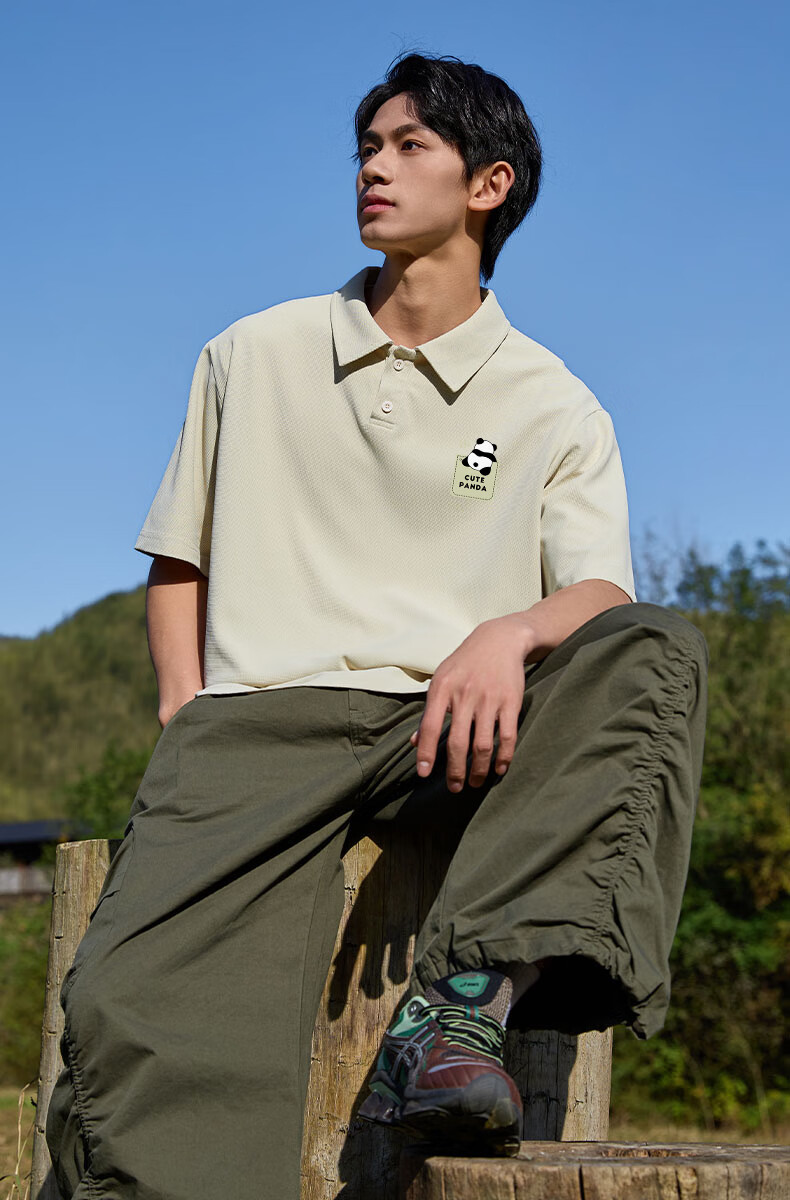 Baleno S&K Series Waffle Men's Polo Shirt, Summer Cartoon Print Collar Top, Youth Simple Style Short Sleeve 10