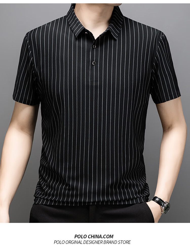 LangSha Polo Shirt for Men, Summer Ice Silk Quick-Dry Seamless Wrinkle-Resistant T-Shirt, Business Casual Collared Short Sleeve, Father's Day Gift 5