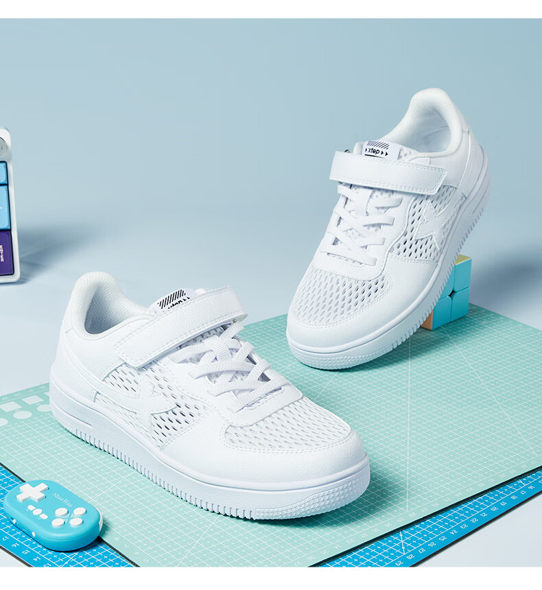XTEP Kids Unisex Casual Velcro Sneakers New White Size 39 3