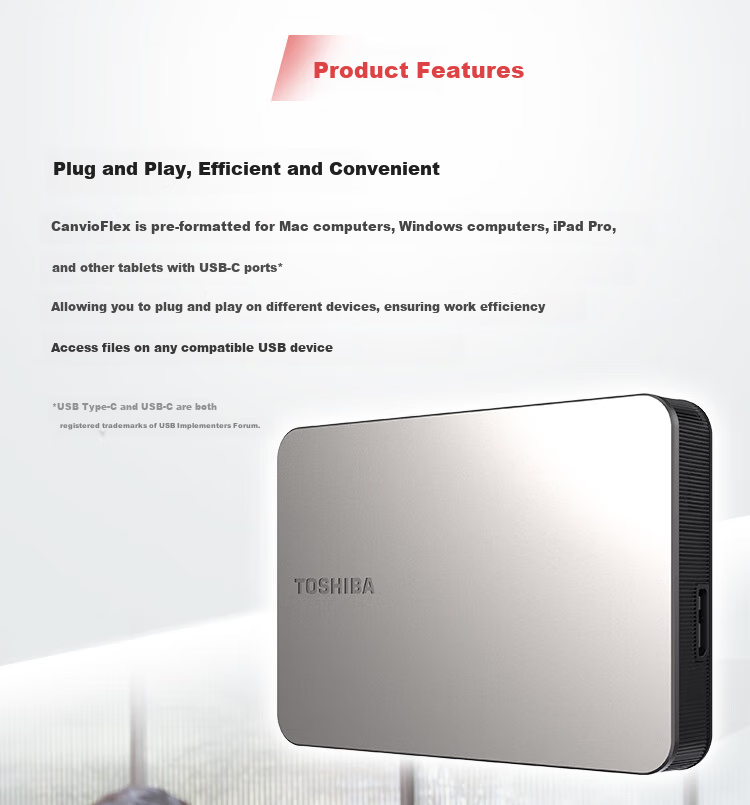 TOSHIBA 4TB External Hard Drive Mechanical New Flex X2 Series USB3.2 Gen 1 Titanium Silver Large Capacity Compatible with Mac And Other Systems High-Speed Transfer Premium Business 3