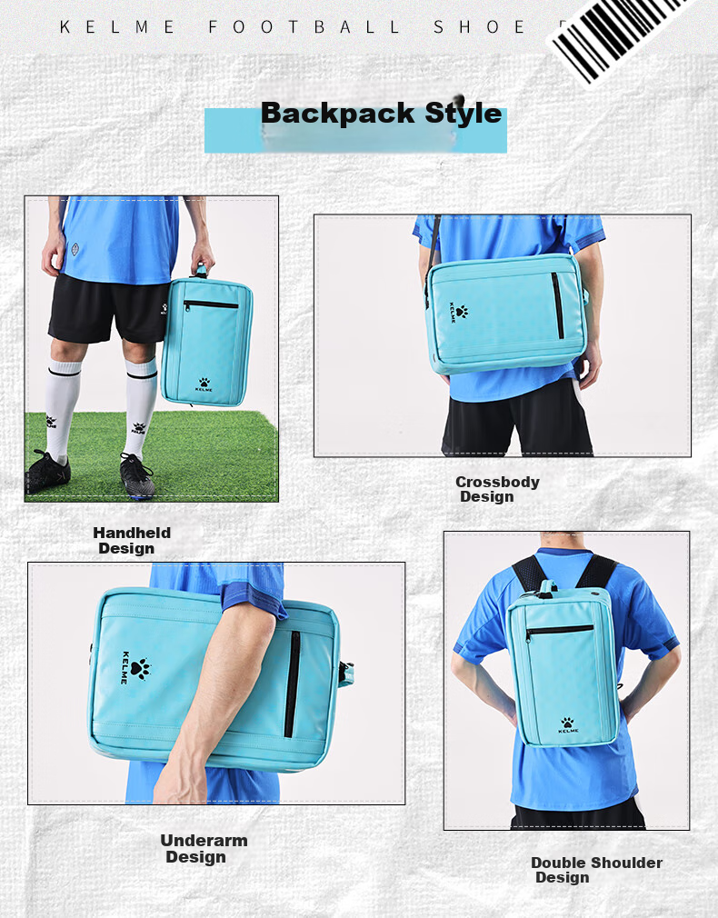 KELME Soccer Training Equipment Bag, Large Capacity Multi-Layer Backpack for Students to Store Footballs And Sneakers, Lake Blue, One Size Fits All 3